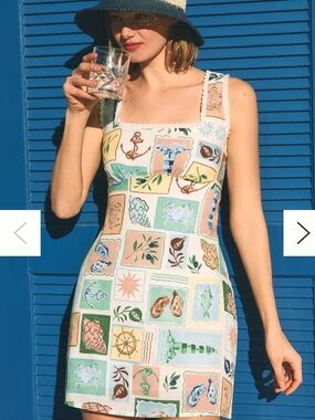 Anthropologie Pastel Patchwork Print Sundress - Blue, Green, Pink, Cream